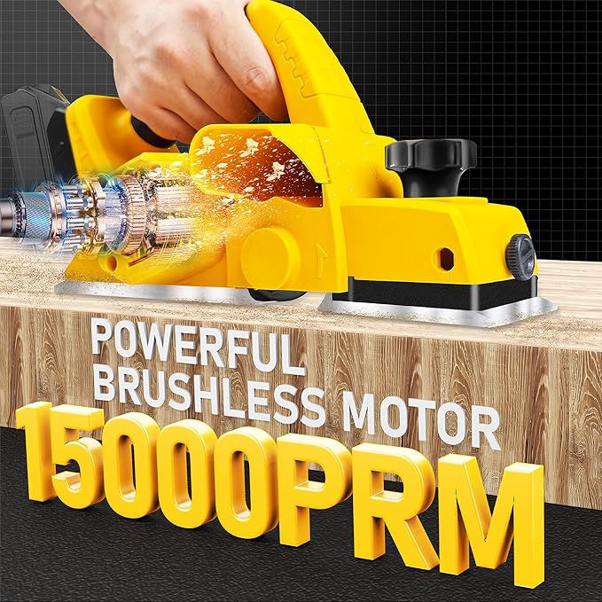 Cordless Handheld Planer Compatible with Dewalt 20V Max Battery(No Battery) Electric Power Planer, Brushless 15000RPM Portable 3-1/4 Inch Power Wood Planer for Woodworking,Carpenter Home DIY