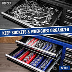 WORKPRO 8-Piece Magnetic Socket Organizer and Magnetic Wrench Organizer Set, Socket Holder Set 1/4", 3/8", 1/2" Drive Metric SAE Socket Storage, Metric SAE Wrench Holder(Socket, Wrench not Included)