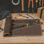 Denifiter Wrench Roll Up Pouch, Heavy Duty Waxed Canvas Tool Bag Tool Organizer Bag With 20+4 Pockets (Brown)