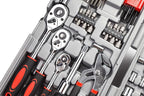 CARTMAN 205 Piece Ratchet Wrench Tool Set 1/4" & 3/8" & 1/2" Drive with SAE/Metric Sockets Kit in Plastic Toolbox
