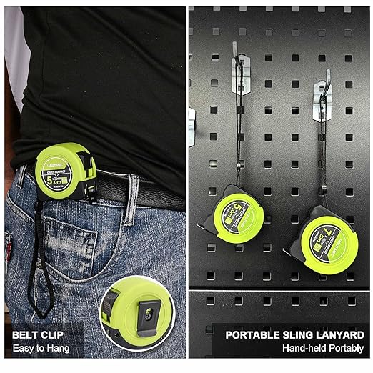 HAUTMEC Tape Measure 16ft with Dual Scale Metric and Imperial 1/8 Fractions Measuring Tape Compact Economical for Home DIY Renovations Crafting Quick Fixes HT0314-2PC