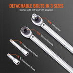 VEVOR 1/2-inch Drive Click Torque Wrench 25-250ft.lb/34-340n.m, Dual-Direction Adjustable Torque Wrench Set, Mechanical Dual Range Scales Torque Wrench Kit with Adapters Extension Rod