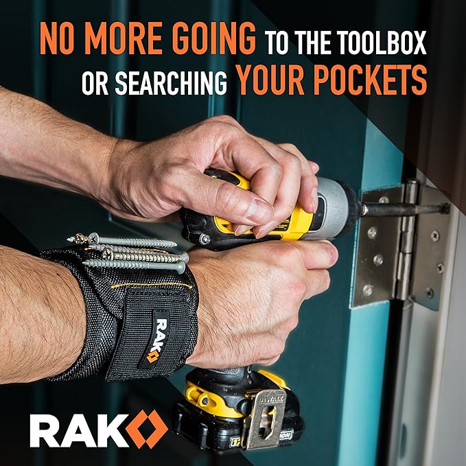 RAK Magnetic Wristband for Holding Screws, Nails, Drill Bits for Men - Premium Nylon with Lightweight Powerful Magnets, Magnetic Wristband for Tools, Gifts for Dad, Husband, Grandpa, Handyman