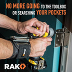 RAK Magnetic Wristband for Holding Screws, Nails, Drill Bits for Men - Premium Nylon with Lightweight Powerful Magnets, Magnetic Wristband for Tools, Gifts for Dad, Husband, Grandpa, Handyman