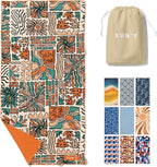 SUN'Y Beach Towel - Sand Free, Microfiber, Compact & Lightweight Travel, Quick Dry - Groovy - Large (63”x31.5”)