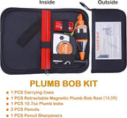 Plumb Bob Magnetic -10.7 oz(305g) Plumb Rite With 14.5 ft(4.5m) String,Sharpener,2 Pencils,Line Reel Used in Construction Can Automatically Stretch the Line and Quickly Stabilize the Plumbob
