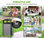 Alpine Outdoor Commercial Trash Can with Lid - 40 Gallon Heavy Duty Metal Garbage Can with Removable Bin, Locking Lid for a Modern Look in Parks, Parkings & High Traffic Areas (Black & Grey with Tray)