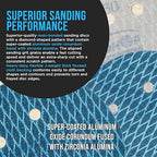 Premium 80 Grit 6" Rhombus Diamond Shape Blue Sanding Discs, 6-Hole, Box of 50 - Hook & Loop Anti-Clogging J-Cloth Dustless Sandpaper for Random Orbital Sanders, Sand Auto Paint, Wood