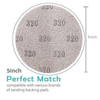 Mesh 5 inch 6 inch Sanding Discs 35PCS Hook and Loop Sanding Discs, Dust-Free, Ideal for Metal, Wood, Composites, Stock Removal, and Fine Finishing (5in, 320 Grit)