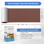 KING MOUNTAIN Canvas Repair Tape,Outdoor Gear Patch, 4×63 Inches,Waterproof,Self-Adhesive for Repairing Boat Covers,Sun Shades,Sofas,Tents,Lounge Chairs,Awnings (Brown)