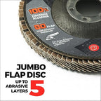 Jumbo Zirconia Flap Discs 4 1/2 for Angle Grinder, 40 Grit 4.5" x 7/8" High Density Type 29 Arbor Grinding Wheels for Wood Finishing, Rust Removal, Metal Sanding - 10 Pack