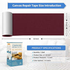 KING MOUNTAIN Canvas Repair Tape,Outdoor Gear Patch, 4×63 Inches,Waterproof,Self-Adhesive for Repairing Boat Covers,Sun Shades,Sofas,Tents,Lounge Chairs,Awnings (Burgundy)