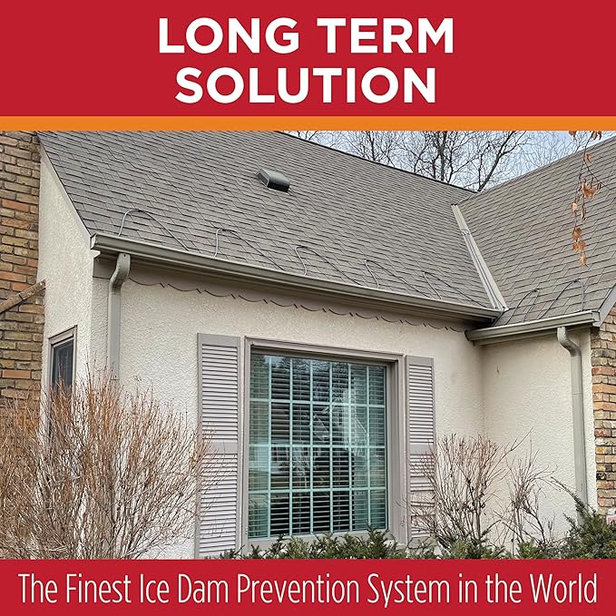Radiant Solutions Company Heat Tape Pro - Self-Regulating Heat Cable - Long Term Ice Dam, Roofing, Gutter & Pipe Freeze Protection - (37 Ft) cable + 10 Ft Power Cord, 120V, 6 watts/FT