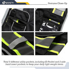JKSafety 9 Pockets Hi-Vis Black Color Zipper Front Safety Vest Fluorescent Yellow Strips outlining the Reflective Tapes ANSI/ISEA Class 1 (901-Black, 5X-Large)