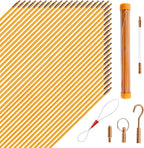 KOOTANS 50FT Fiberglass Running Electrical Wire Cable Glow Rods Wire Pulling Tools Fish Tape Wire Puller Through Wall Snake for Wires Cable Fishing Rod Kit with Different Attachments