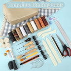65 Pcs Bookbinding Tools Kit with Bone Folder, Waxed Thread, Binding Ribbon, Glue Brush, Awl, Needles, Ruler, Storage Bag, and More for DIY Bookbinding, Paper Crafts, and Book Repair