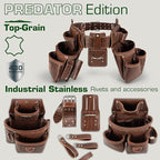 STRONGLAD Leather Carpenter Tool Belt - Top-Grain with 21 Pockets-Heavy Duty Framing Tool Belt & Carpenter Bags for Construction PR1000