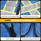 Class 2 Safety Vest with Zipper Front and multiple Pockets, High Visibility Vest, Meets ANSI/ISEA Standards