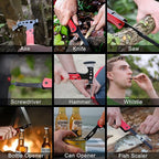 RoverTac Camping Hatchet Multitool Axe Survival Gear, 14-in-1 Multi Tool Axe Hammer Knife Saw Bottle Opener Fire Starter Whistle, Gifts for Men Dad Him, Perfect for Camping Survival Hiking Fishing