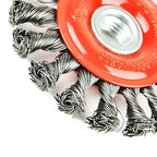 8 PCS - 4 Inch Twist Knotted Wire Wheel Brush for Grinders and Angle Grinder - 5/8 Inch-11 Threaded Arbor - 0.020 Inch Carbon Steel Wire - Heavy-Duty Conditioning for Metal - 4" x 5/8-Inch | 11 UNC