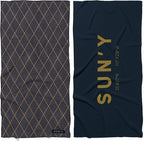 SUN'Y Waffle Microfiber Beach Towel – Sand Free, Quick Dry, Ultra Absorbent, Lightweight & Compact Travel Towel with Carry Bag - Large (63” x 31.5”), Newport