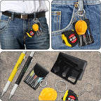 72 Pcs Mini Tape Screwdriver Keychain Set Christmas Men Gifts Bulk Adult Party Favors Multitool Pen Card Tool Measuring Keychains Stocking Christmas Stuffers for Men Dad (Yellow,Black)