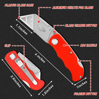 4 Pack Folding Utility Knife with Extra 10Pcs Blades, Box Cutters for Home, Office, Warehouse, Durable Razor Knife, Box Knife, Box Opener, Small Box Cutter with Clip, Navajas de Trabajo