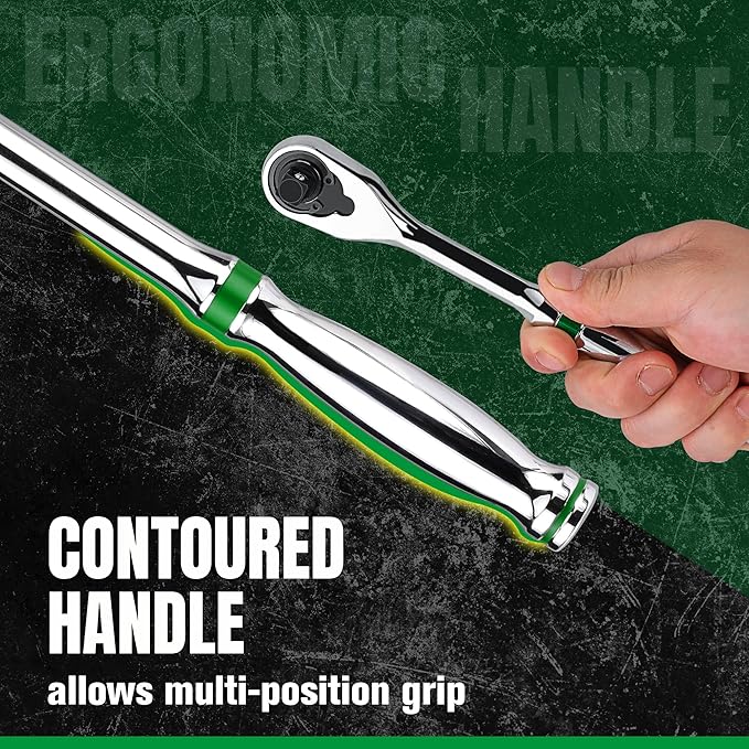 SK 3/8" Drive Ratchet Handle, Pear Head, 90-Tooth Ratchet, Alloy Steel, with Contoured Handle