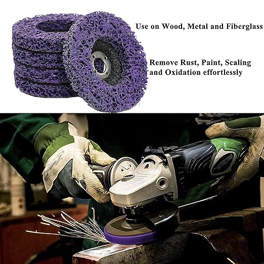 6 Pack 4” Strip Discs Rust Remover Wheel for Angle Grinders Clean and Remove Paint, Coating, Rust and Oxidation for Wood Metal Fiberglass Work Purple