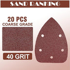 40 Grit Mouse Sander Sandpaper, Jamiikury 5 Hole Detail Sander Sandpaper Palm Sander Paper Mouse Sanding Pads Hook and Loop Sanding Sheets - Pack of 20