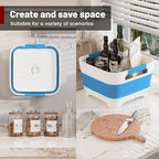 2.4 Gal Collapsbile Wash Basin with Drian Plug,9L Dish Pan for Soaking Baby Bottles,Portable Sink, Multiuse Foldable Bucket,Ice Beverage Tubs for Camping, Vegetable Washing, RV (Blue)