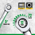 SK Ratcheting Wrench Set, Combination Wrench Set, 25-Piece, SAE 1/4" to 1", Metric 8 to 19mm, 72-Tooth, Premium CR-V Construction, with Rack Organizer