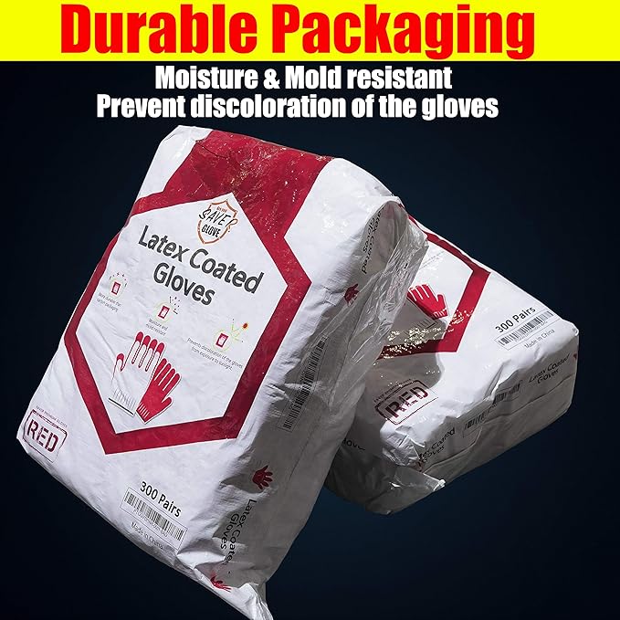 SAVER Non-Slip Red Work Gloves for Construction Latex Rubber Palm Coated - Premium Daily Safety Work Gloves
