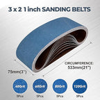 3 x 21 Inch Zirconia Sanding Belts, 20Pcs 5 Each of 40/60/80/120 Assorted Grits, Belt Sander Sanding Belt for Knife Blade Sharpening, Metal Polishing, Derusting, Woodworking