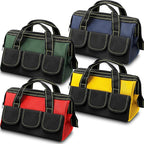 4 Pieces Tool Bag with Waterproof Strong Molded Base Multi Pockets Wide Mouth Tool Tote Multifunctional Tool Bag Large Capacity Organizer Heavy Duty Tool Storage Bag (Multicolor,16 Inch)