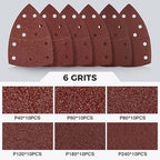 S SATC 60 PCS Mouse Sander Sandpaper 11 Holes Detail Sander Sandpaper Palm Sander Paper Hook and Loop Sander Pads Triangular Sanding Sheets Assorted 40/60/80/120/180/240 Grit