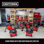 CRAFTSMAN CMXEVBE17250 2.5 Gallon 2.5 Peak HP Wet Dry Vac, Portable Shop Vacuum Wet and Dry with 4 Filter Bags, Hose and Attachments for Cleaning in the Home