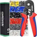 Ferrule Crimping Tool Kit, CNAODUN for AWG 23-7 with 1900PCS Wire Ferrules Terminals Hexagonal Self-Adjustable Ratchet Wire Ferrule Crimper
