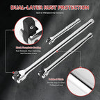 10-Piece Breaker Set - 3/8", "1/2", "1/4" Breaker Bars, 180 Rotatable Head, 3 Extension Bars, 6"-15" Lengths, Organizer Case