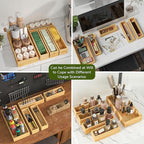 BAMEOS Utensil Drawer Organizer, 5 Slots Silverware Organizers for Kitchen Drawers, Bamboo Flatware Organizer for Knives Cutlery Spoons Forks (Natural)