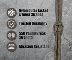 BORED? PARACORD! 550 lb Paracord - Ideal for Crafting, Camping, DIY Projects, Active & Military Outdoors - Strong Survival Rope - Tactical Parachute Cord Type III - Tan 1000 Feet