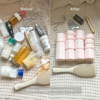 Cadence Travel Containers - Full Skincare Set - Magnetic Containers with Lids,Carry On Travel Essentials For Women/Men - 2 Small (0.56oz), 4 Medium Capsules (1.32oz), & Extender (1.43oz) - Petal