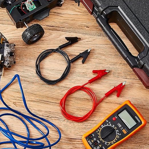 Dunzy 8 Pcs 14 Gauge Jumper Wires Alligator Clips to Alligator Clip Electrical Test Wires Set Silicone Flexible Cable for Electrical Testing (6.6 Ft)