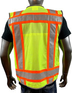 A Reflective Safety Vest For men Class 2 Heavy Woven Two Tone Engineer Hi Viz Safety Vest 3M Tape