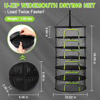 LUKETURE 6-Layer Herb Drying Rack Hanging Mesh Net,Windproof Drying Rack w/U-Zipper Design & Hook - Foldable & Collapsible for Plants, Herbs, Flowers, Fish, Clothes | Save Space | Natural Drying