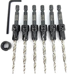 FTG USA Countersink Drill Bit Set for Wood with Tapered Drill Bit 6 Pc #10 (3/16")