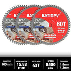 Circular Saw Blades 6-1/2 Inch 3-Pack, 60T for Wood Cutting – Ideal for Hardwood, Plywood, Chipboard – Precision Carbide-Tipped Saw Blades for Smooth Finish