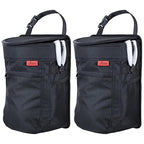 Lusso Gear Spill-Proof Car Trash Can (2.5 Gal, 2 Pack) - Easy to Clean Hanging Garbage Bin - Leak-Proof Lid, Removable Liner, Waterproof - Keeps Truck, SUV, Car, Minivan Clean & Odor Free (Black)