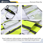 JKSafety 9 Pockets High Visibility Zipper Front Safety Vest | White with Dual Tone High Reflective Strips | Meets ANSI/ISEA Standards (901-White, Medium)