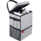 Lusso Gear Spill-Proof Car Trash Can (3.5 Gallon) - Easy to Clean Hanging Garbage Bin - Leak-Proof Lid, Removable Liner, Waterproof - Keeps Truck, SUV, Car, Minivan Clean & Odor Free (Gray)